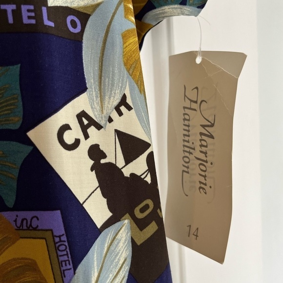 NWT VINTAGE MARJORIE HAMILTON Short Sleeve Travel Print Blouse M - Picture 6 of 16